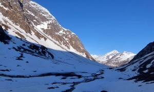 Skitour Hoher Rosshuf - im Windtal, Blick talauswärts zum Rauchkofel