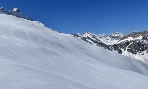 Skitour Hoher Rosshuf - Aufstieg, Rückblick steile Querung
