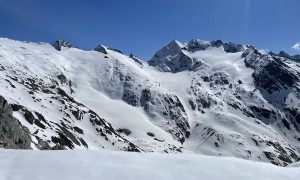 Skitour Hoher Rosshuf - Hinteres Umbaltörl, Blick zu den Gubachspitzen, Reggentörl und Malhamspitzen