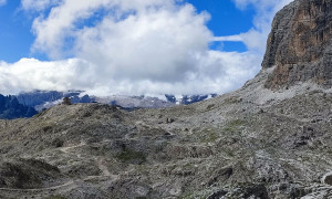 Klettersteig Boeseekofel - Zustieg, Blick zur Franz Kostner Hütte