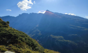 Bergtour Goldbergspitze - Aufstieg, Blick zum Eckkopf