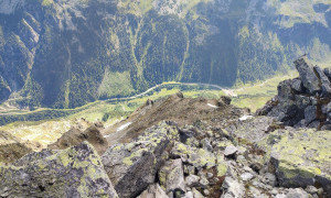 Bergtour Hörndl - Gipfelsieg, Tiefblick Felbertauern-Nordportal