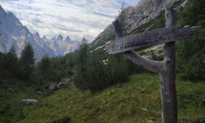 Bergtour Haunoldköpfl - Aufstieg, mit Blick zu den Zinnen