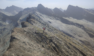 Bike-Bergtour Merbspitze - Gipfelsieg, Rückblick Schlussaufstieg